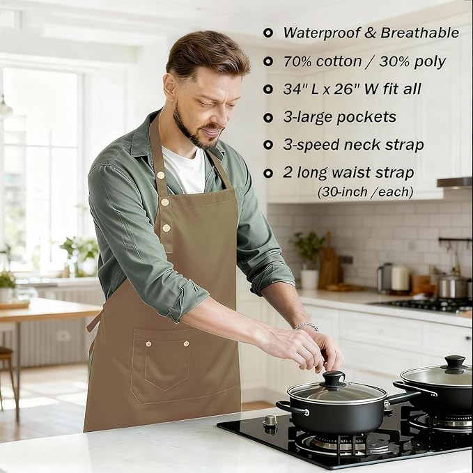 Art Aprons for Painting Pottery Ceramics, Mens Women Kitchen Cooking Aprons Waterproof Green
