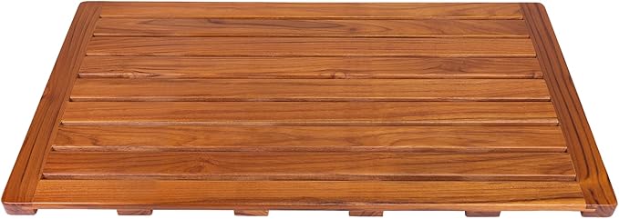 Utoplike Teak Bath Mat, Large Wood Shower Mats for Bathroom, 31.7"x17.9" Sturdy Floor Mat for Indoor Spa or Outdoor