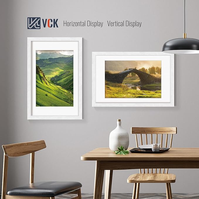 VCK 16x24 Picture Frames White 3 Pack, Wide Border Wood, Display 12x18 Photo with Mat or 16 x 24 without, for Home, Office, Gallery, Woodgrain Series, Wall Hanging