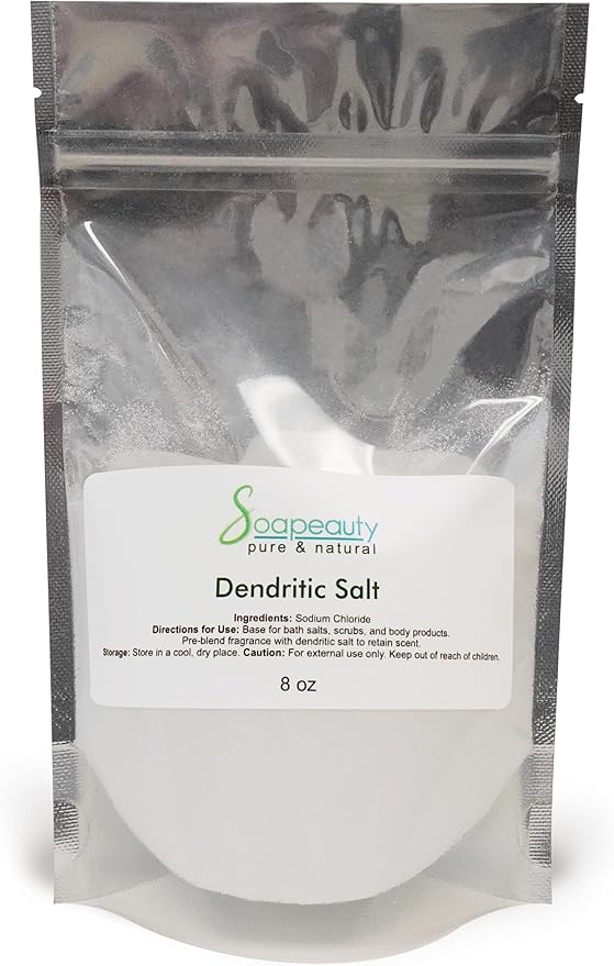 Soapeauty Dendritic Salt | Premium Fine Grain Bath and Body Salt for Scrubs, Exfoliants, and Milk Baths | High Absorption for Fragrance Oils and Essential Oils | 8 oz