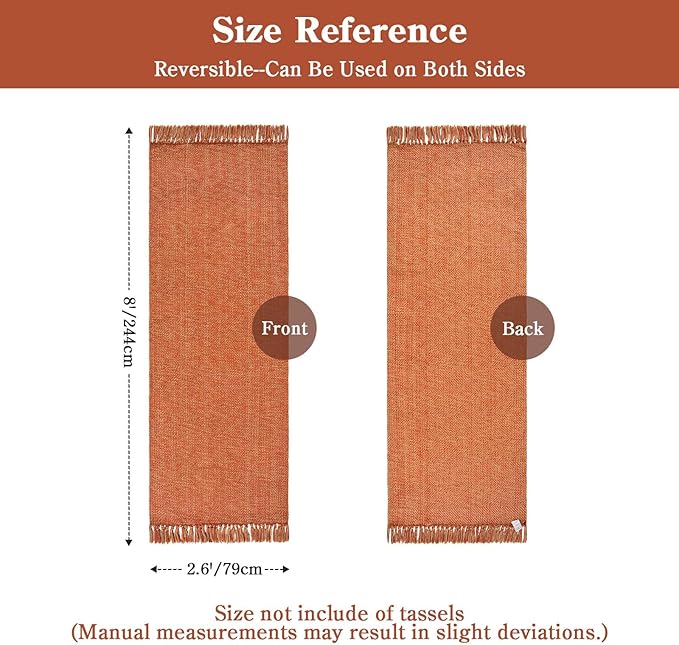 Collive Long Hallway Runner Rug 2.6' x 8', Washable Runners Indoor Entryway Rugs, Terracotta Braided Woven Kitchen Carpets Low-Profile Front Door Floor Carpet for Laundry Room Bedroom