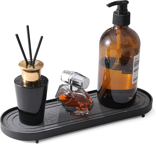 Water Absorbing Stone Tray, Fast Drying Diatomite Stone Kitchen Sink Tray Coasters, Bathroom Tray,Sink Organizer,Bathroom Counter Tray,Tray Hand Soap Dish & Holders (Black)