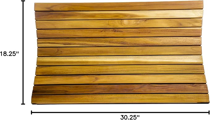 EcoDecors, Teak Shower Mat, Wood, Teak Shower Mat for Inside Shower, 31 inch x 18 inch, in Natural Color
