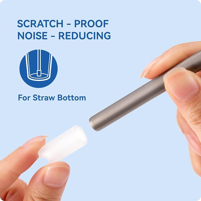 Heavy - Duty Titanium Straws 8.5" Reusable for 20 oz Tumlbers | Metal Drinking Straws for All Kinds of Hot & Cold Drinks, Eco Conscious, BPA Free with Cleaning Brush(No Silicone Tips)