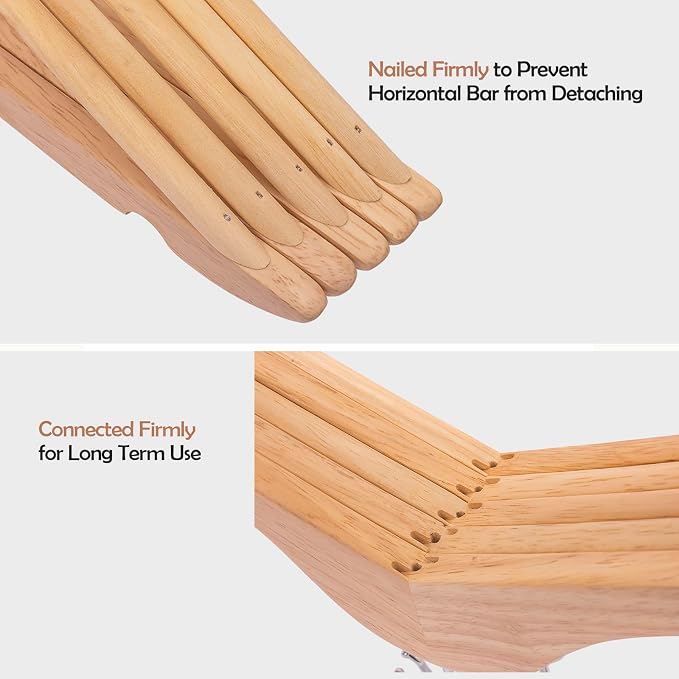 Solid Wooden Hangers 20 Pack, Wood Suit Hangers with Extra Smooth Finish, Precisely Cut Notches and Chrome Swivel Hook, Clothes Hangers for Shirt Coat Jacket Dress, Natural