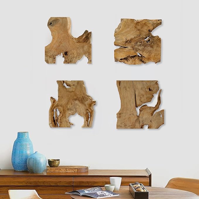 Natural Wood Wall Art - Handcrafted Rustic Decor, Frameless Design for Living Room, Bedroom, Kitchen, or Office - Unique Organic Charm for Your Home