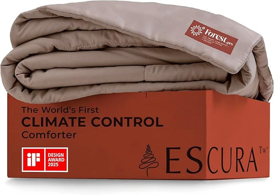 ESCURA Tw® Climate Control Comforter, Twin/Twin XL, German Patented PCM Down Alternative All-Season Design for Hot Sleepers & Night Sweats, Bamboo Lightweight Breathable Hypoallergenic Blanket