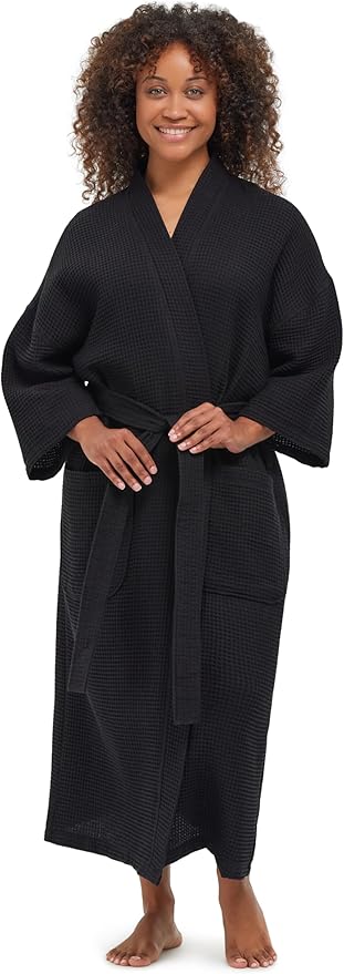 MONARCH Unisex Square Waffle Spa Kimono Robe – Soft Lightweight Fabric & Generously Sized Hotel & Spa Robe with Pockets
