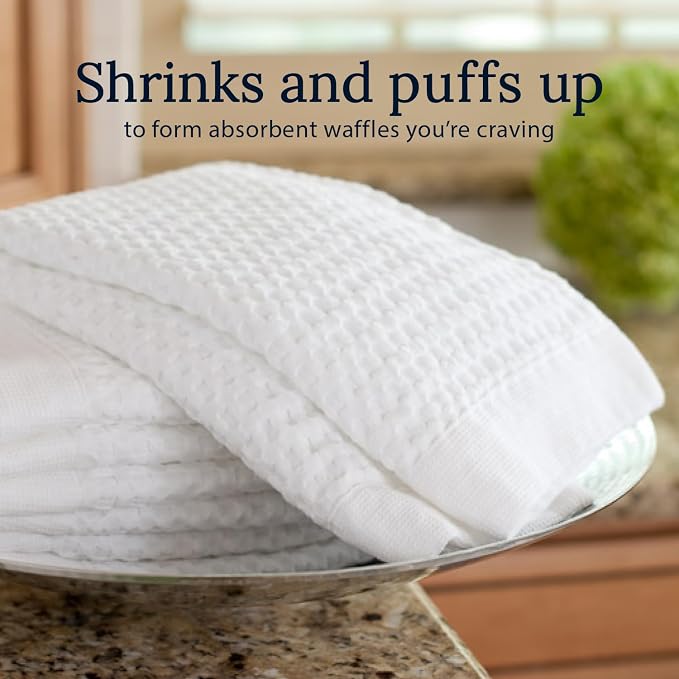 GILDEN TREE Waffle Hand Towels for Bathroom Quick Dry Large Luxury Lint Free Super Absorbent Cotton Hand Towels Set of 2, Modern Style (White)