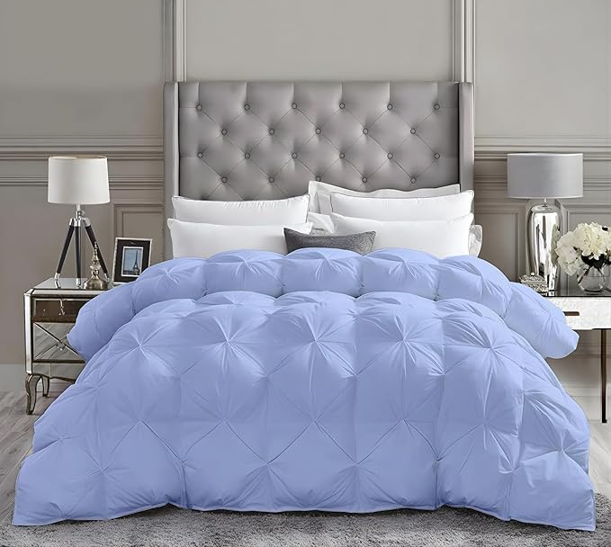 Twin XL Down Alternative Comforter 68x92 Inch Light Blue – 500 GSM Ultra Soft Breathable, Luxury Pintuck Pinch Pleat, All Season Duvet Insert with Corner Tabs, Machine Washable