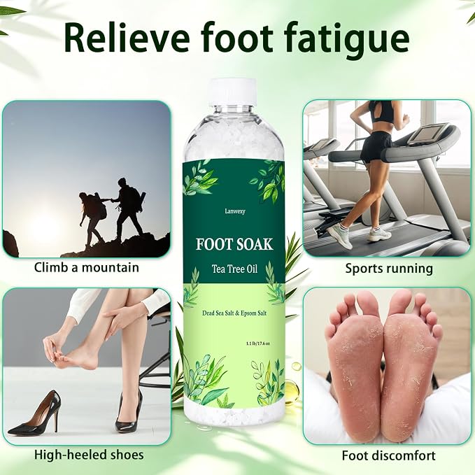 Tea Tree Oil Epsom Salt Foot Soak Foot spa Odor Scent,Dry Foot,Callus,500g | Cleansing,Soothing,Organic Natural ingredient for improved irritated,Dry Cracked, Tired Feet, Stubborn Foot Odor Elimination