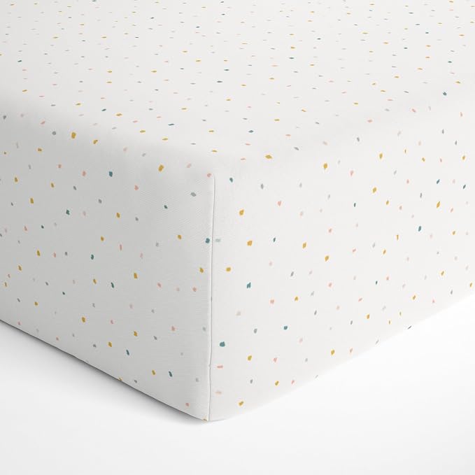Makemake Organics GOTS Certified Organic Cotton Fitted Crib Sheet Soft Breathable (28"x52", Dotty)