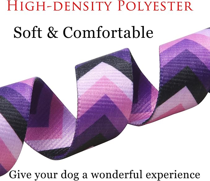 Mihqy Dog Collar with Bohemia Floral Tribal Geometric Patterns - Soft Ethnic Style Collar Adjustable for Small Medium Large Dogs(Purple Arrow,M)