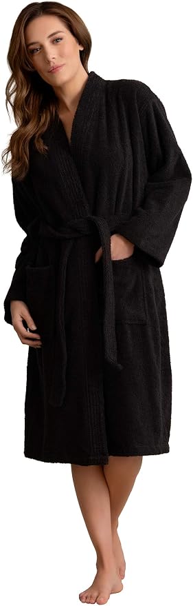 Women's Turkish Terry Kimono Style Bathrobe - 100% Cotton Robe for Women - Comfortable & Absorbent - Soft & Cozy Wear