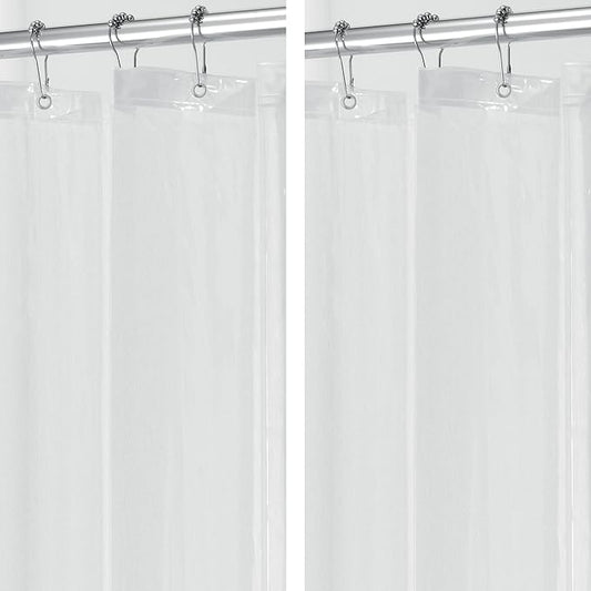 iDesign Waterproof Shower Curtain 12 Metal Grommets-72 x 72"-Set of 2-Clear EVA Liner M2