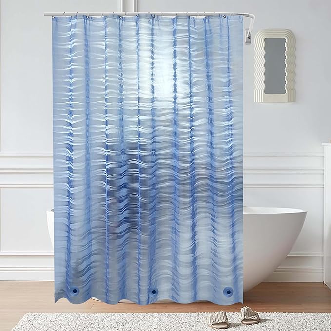 Plastic Shower Liner - Premium EVA 4G Shower Curtain Liner with Rustproof Grommets and 3 Weighted Magnets, Waterproof Shower Curtains for Bathroom (Ripple)