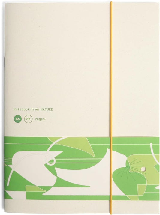 Nature Collection Notebook, 80 Pages, Premium Italian Favini Paper, Fruit-Residue Cover, Recycled Writing Paper, Flat-Lay Saddle Stitch Journal, Bookmark Belly Band(Forest)