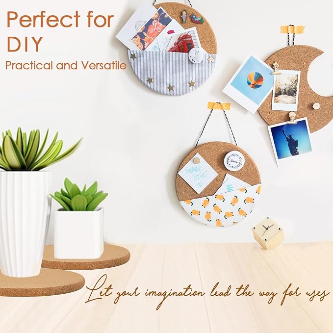 6 Pack Cork Trivets for Hot Dishes, 8" High-Density Thick Pads for Pots and Pans, Heat Resistant Kitchen Mats, Multifunctional Corkboard for Plant Coasters and DIY Crafts Trivets for Hot Pots and Pans