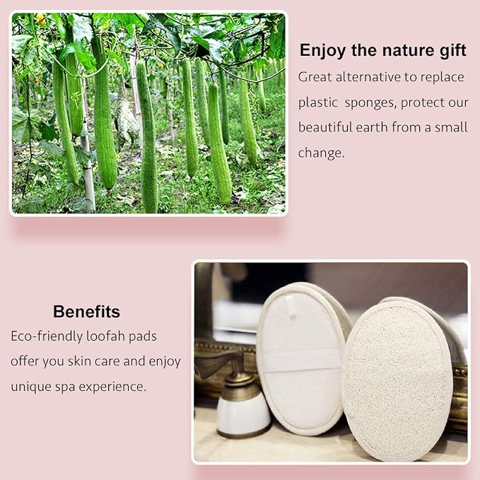 [Pack of 6] Loofah Sponge Pads Natural Organic Bath Luffa Sponges Pads Natural Bath Shower Loofah Body Scrubber Sponges for Exfoliating Your Skin