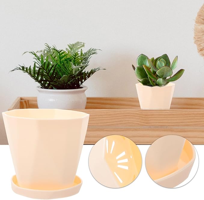FRCOLOR Biodegradable Aloe Succulent Planter Pot with White Tray for Indoor Garden Desktop Plant Holder Eco-Friendly Planting Basin