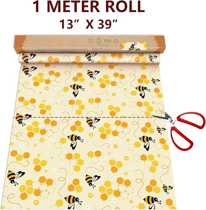 Beeswax Wraps for Food Roll(13x39inch), Organic Beeswax Wrap Beeswax Food Wraps Reusable Food Wrap Sustainable Beeswax Paper Beeswax Sandwich Wrap Beeswax Storage Beeswax Cloth Beeswax Food Wrappers