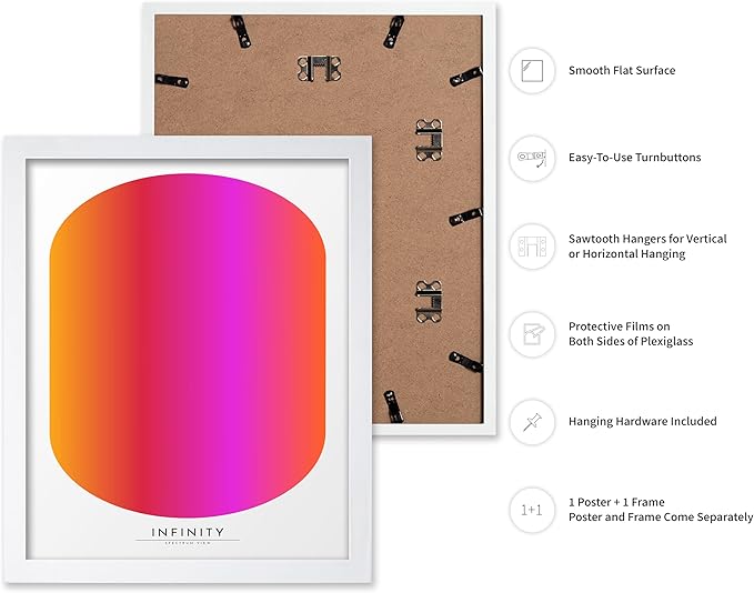 Monem Art Infinity Spectrum Gradient Print - Modern Geometric Abstract Poster - Wall Decor for Living Room, Bedroom or Office - 8x10 White Framed Wall Art by Rs Lab Studio