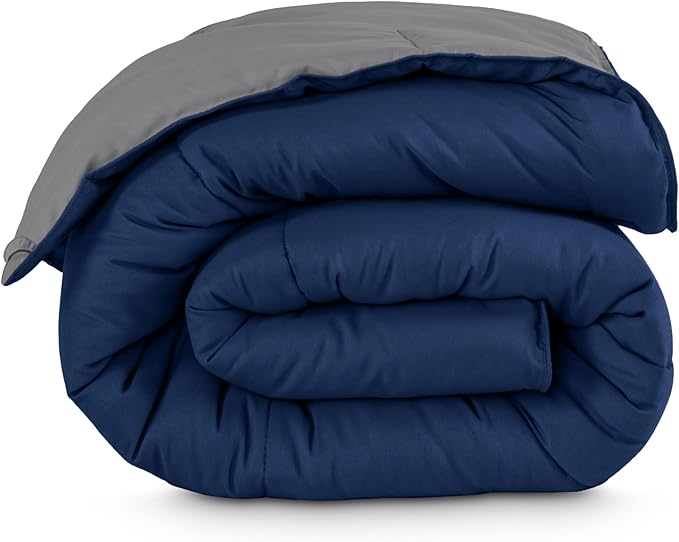 Bare Home King/California King Comforter - Reversible Colors - Goose Down Alternative - Ultra-Soft - Premium 1800 Series - All Season Warmth - Bedding Comforter (King/Cal King, Dark Blue/Grey)