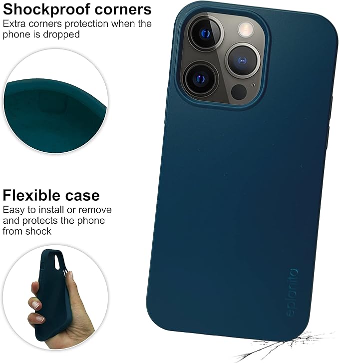 eplanita Eco Mobile Phone Case Compatible with iPhone 13 Pro Max, Plant Fiber, Drop Protection Cover, Durable and Sustainable (for iPhone 13 Pro Max, Dark Blue)
