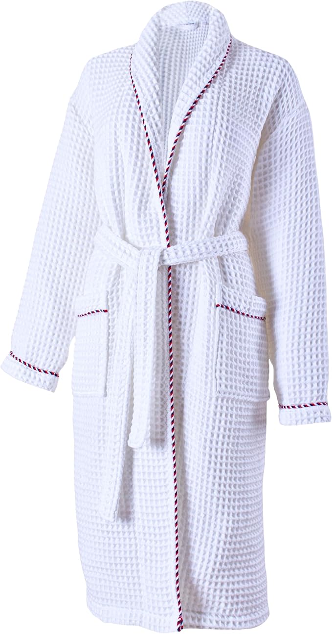 PÜSKÜL Luxury Waffle Robe for Women & Men - Natural 100% Turkish Cotton Bathrobe - Housecoat Womens & Housecoat Mens