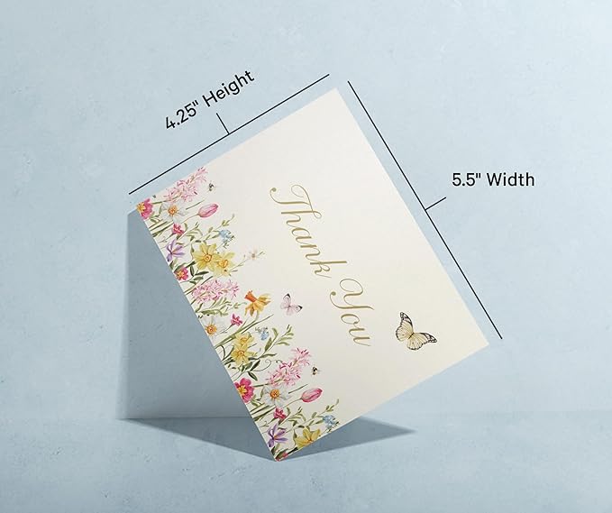 Spring Bloom Floral Thank You Cards & Notes with Envelopes Set (12 Pack), Thank You Greeting Card, Perfect for Baby Shower, Business & Birthday, & Wedding, Holiday Thank You Cards, Appreciation Gifts