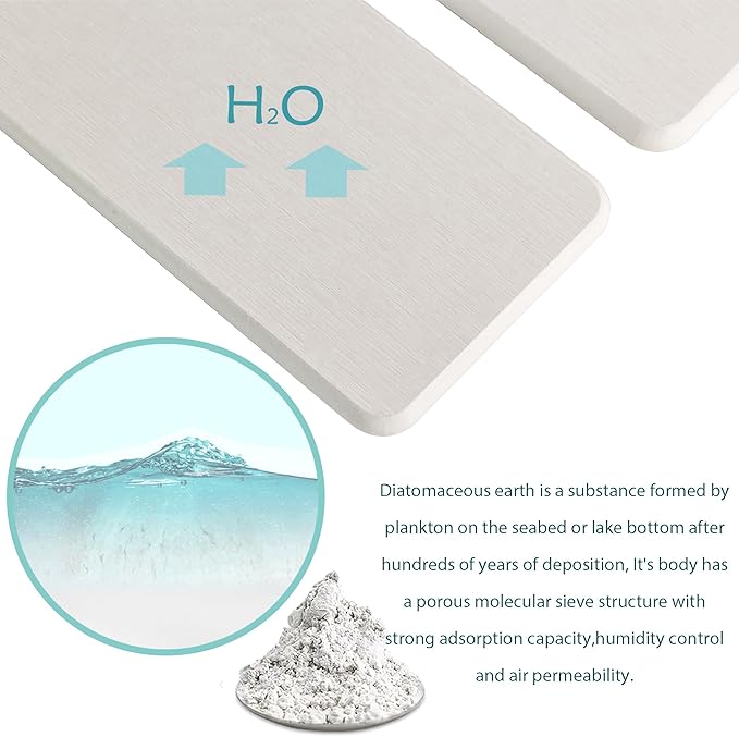 NiuYichee 2 Pcs Water Absorbing Stone Trays, Kitchen/Bathroom Sink Soap Dish, Diatomite Tray Used for Hand Soap & Cosmetic Bottles in The Modern Home, 3.15" W x 11.8" L, White