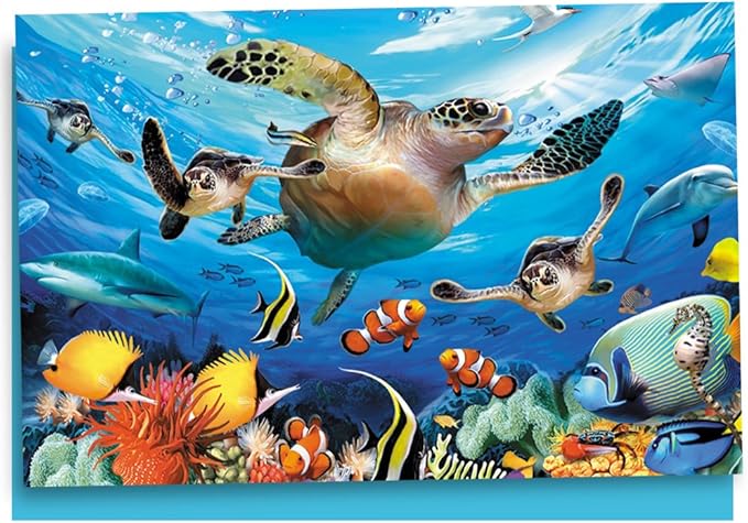 Tree-Free Greetings EcoNotes 12 Count Sea Turtle and Friends All Occasion Notecard Set with Envelopes, 4 x 6 Inches (FS66811)