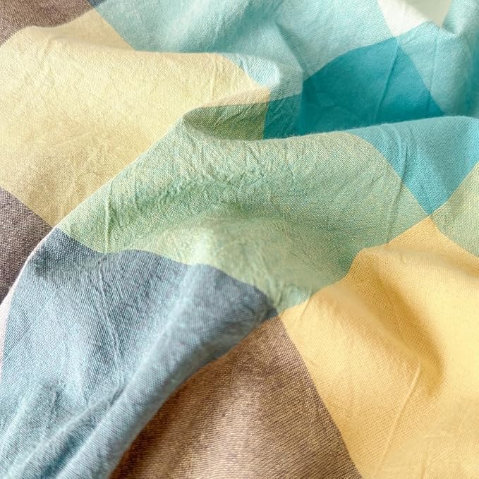 FACE TWO FACE Bedding Duvet Cover Set100% Washed Cotton Duvet Cover Linen Like Textured Breathable Durable Soft Comfy (California King, Yunxi Blue)
