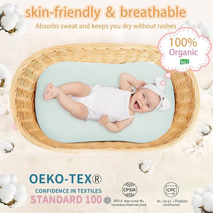 Pucmaoci Organic Waterproof Baby Lounger Cover | 100% Organic Cotton | Removable With Waterproof Liner | Machine Washable and Dry (Green)