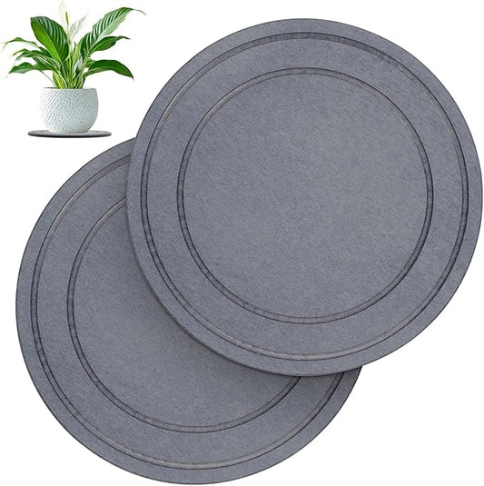 Diatomaceous Earth Plant Pot Saucers for Indoor & Outdoor, 2 Pack 10 inch, Round Plant Drip Trays, Plant Dish Pant Plate to Catch Water, Instant Drying Stone Drainage Tray