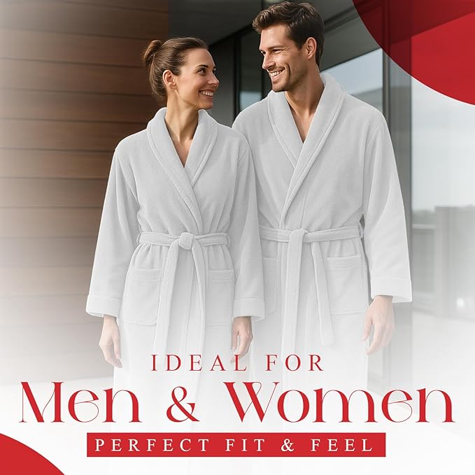 RIVERSIDE Premium 100% Cotton Terry Bathrobe For Women and Men - Soft Towel Robes with Shawl Collar Ajdustable Belt & Pockets