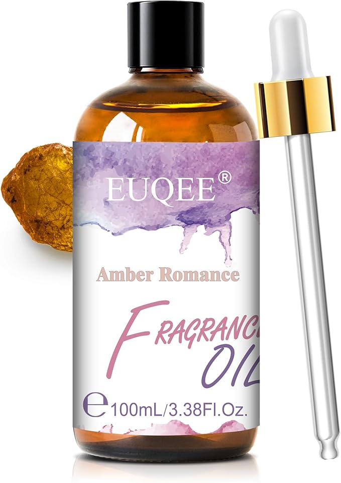 EUQEE Amber Romance Fragrance Oil, 100ml/3.38 Fl Oz Essential Oil for Home, Long Lasting Aromatherapy Oil for Diffuser, Candle Making, Soap Making, Laundry, Home Fragrance Gift