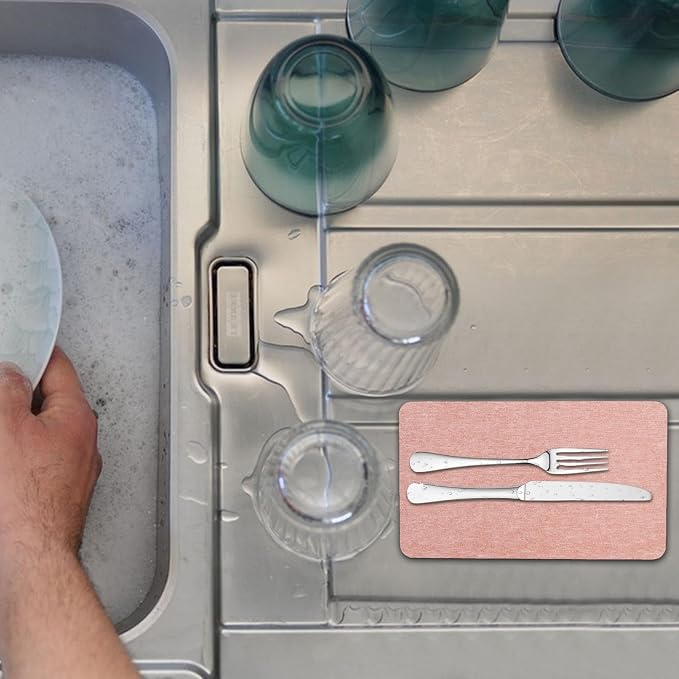 Water Absorbent Stone Tray for Sink - Quick Drying Non Slip Diatomaceous Coasters - Water Absorbent Coasters, Soap Dish, Soap Dish for Hand Soaps & Plants &