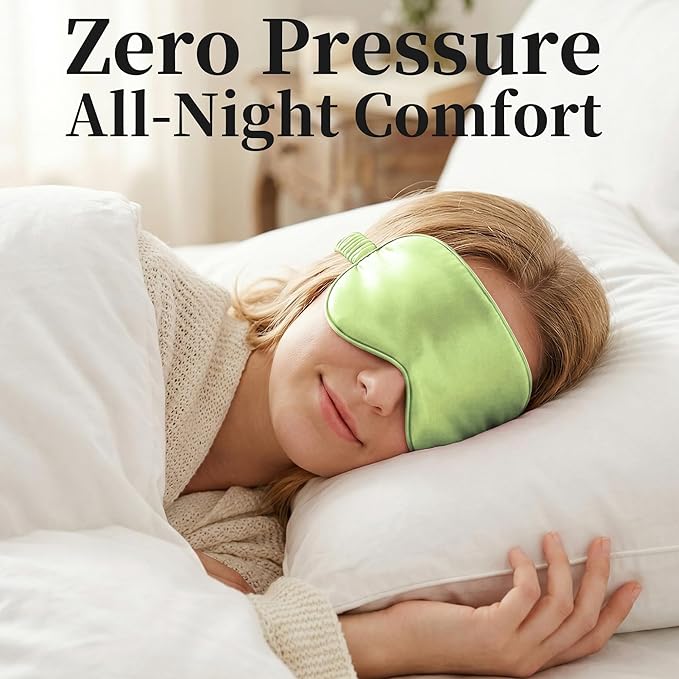 ZLYC 100% Mulberry Silk Sleep Mask Pressure-Free Eye Cover Soft Light Blocking Blindfold for Travel & Nap, Solid Sage Green
