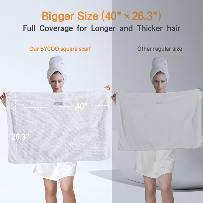 Large Microfiber Hair Towel Wrap for Women, Anti Frizz Drying Towel, Fast Dry Turban Wet Hair, Long, Thick, Curly Super Absorbent Soft Towels - White