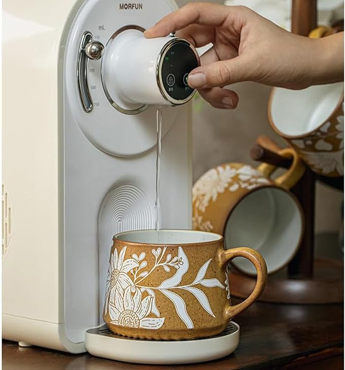 16OZ Ceramic Coffee Latte Mug, Cute Cup for Women, Ideal for Green Tea or Coffee,Hand Painted Floral Design Pottery Mug(Asagao)