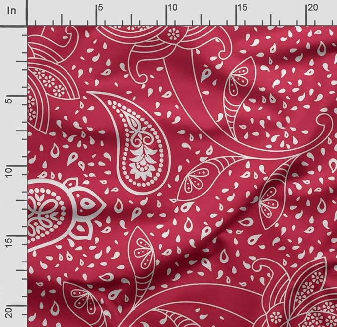 Soimoi Asian Paisley Print - Red, Canvas Fabric Material - 56 Inch Wide, 1 Yard, Unstitched Fabric for Upholstery, Bags, Workwear and Outdoor Gear.