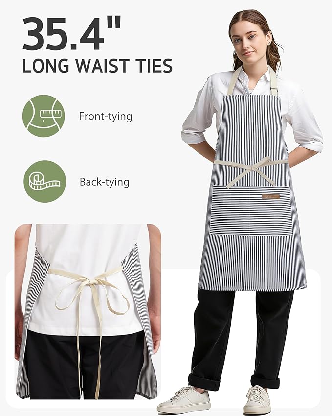 Syntus Apron for Men Women, Adjustable Cooking Kitchen Chef Aprons with 2 Pockets