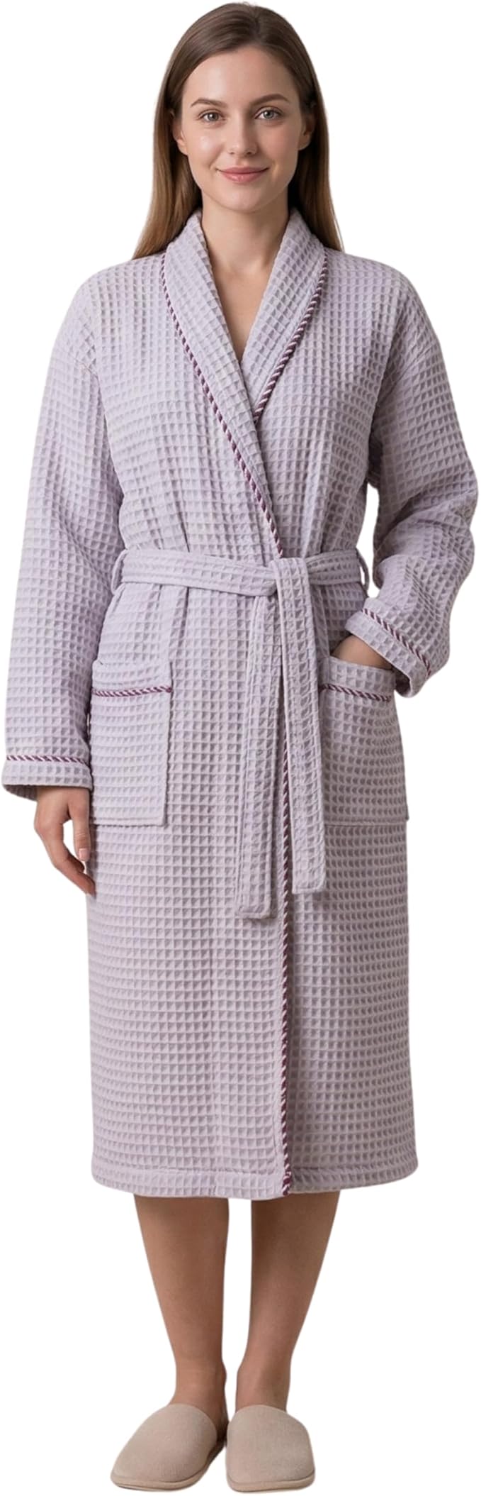 PÜSKÜL Luxury Waffle Robe for Women & Men - Natural 100% Turkish Cotton Bathrobe - Housecoat Womens & Housecoat Mens