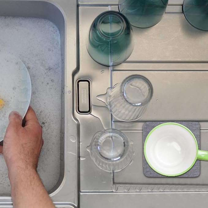Water Absorbing Stone Tray | Non-Slip Fast-Drying Diatomite | Coasters - Kitchen Soap Tray, Water Absorbing Stone Used for Hand soap & Cups & Plants and Cosmetic Bottles