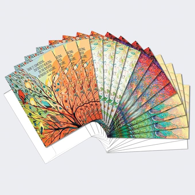 Tree-Free Greetings - All Occasion Cards - Artful Designs - 16 Assorted Cards + White Envelopes - Made in USA - 100% Recycled Paper - 4"x6" - Heartfelt Nature (FP61565)