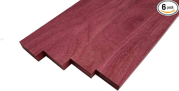 Woodchucks Wood 3/4 Inch x 2 Inch x 16 Inch Solid Purpleheart Lumber Boards as Cutting Board Wood (6 Pack)