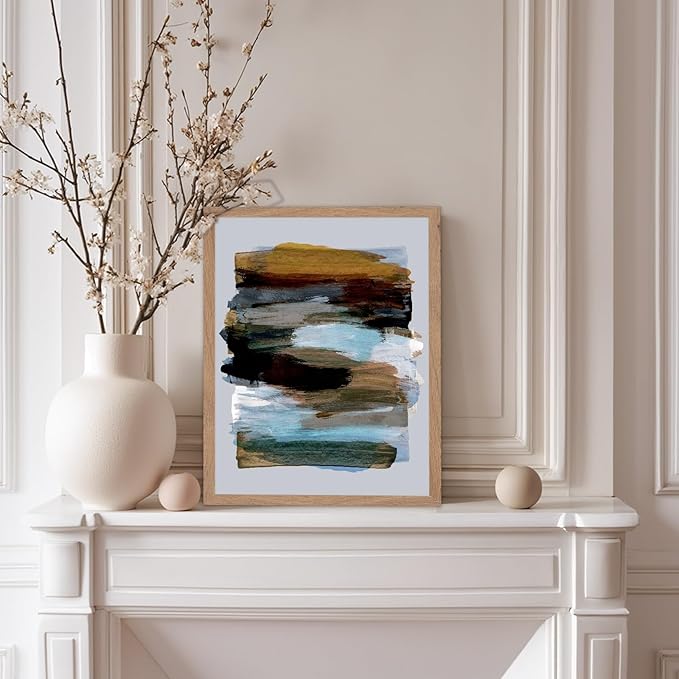 Monem Art Abstract Earth Tone Brushstroke Print - Modern Painterly Art Poster - Wall Decor for Living Room, Bedroom or Office - 12x16 Beige Framed Wall Art by Mareike Bohmer