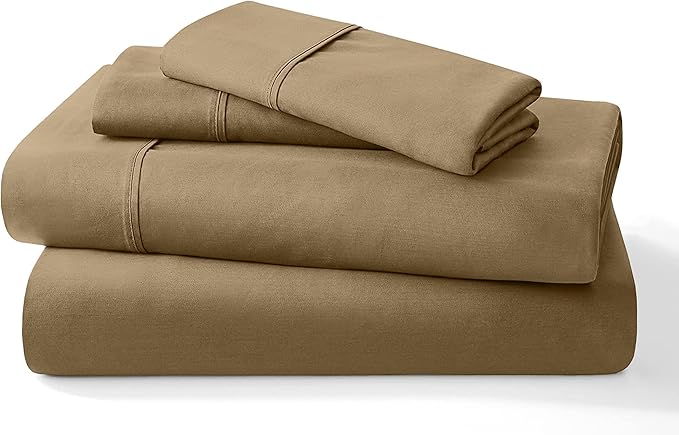 Pure 100% Certified Organic Cotton Bed Sheet Set 1000 Thread Count, 4 Piece Bedding Set, 24" Extra DEEP Pocket, Crisp and Cooling Sateen Weave, Eco-Friendly -(Taupe, King)