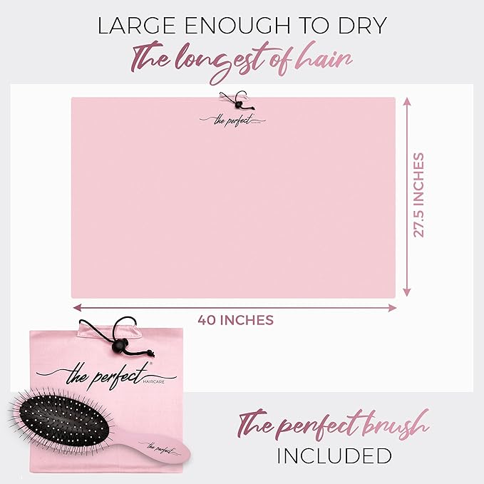 Microfiber Hair Towel Wrap with Wet & Dry Detangling Brush – Fast Drying Anti-Frizz Hair Drying Turban for Curly, Wavy and Straight Hair – Gentle Absorbent Hair Care for Women, Girls and Kids